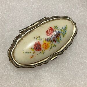 MCM Floral Snuff Trinket Box with Gold Accents
